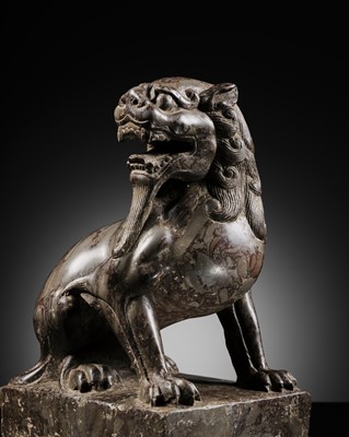 Lot 66 - A PUDDINGSTONE FIGURE OF A LION, TANG DYNASTY