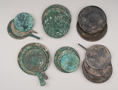 Lot 1101 - A GROUP OF 18 BRONZE MIRRORS, c. 12TH TO 18th CENTURY