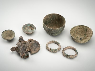 Lot 1102 - A LOT WITH 7 BRONZE ITEMS, c. 12TH TO 19th CENTURY