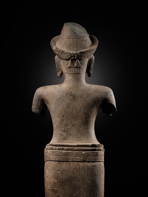 Lot 257 - A SANDSTONE FIGURE OF LAKSHMI, ANGKOR WAT STYLE, ANGKOR PERIOD