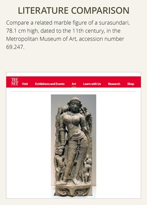 Lot 194 - A PINK SANDSTONE FIGURE OF A CELESTIAL BEAUTY, SURASUNDARI, 11TH CENTURY