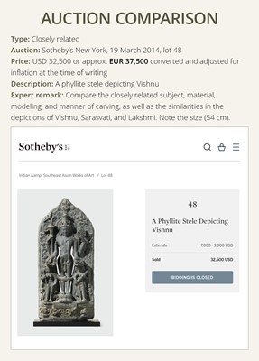 Lot 624 - A BLACK STONE STELE OF VISHNU, PALA PERIOD