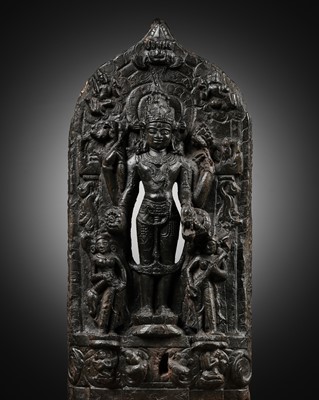 Lot 624 - A BLACK STONE STELE OF VISHNU, PALA PERIOD