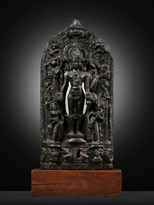 Lot 624 - A BLACK STONE STELE OF VISHNU, PALA PERIOD