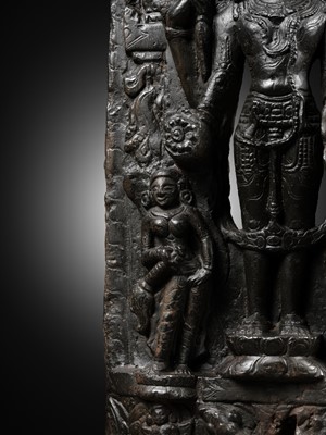 Lot 624 - A BLACK STONE STELE OF VISHNU, PALA PERIOD