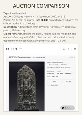 Lot 199 - A SCHIST STELE OF VISHNU, PALA PERIOD, 10TH-12TH CENTURY