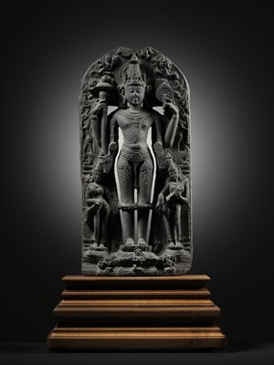 Lot 199 - A SCHIST STELE OF VISHNU, PALA PERIOD, 10TH-12TH CENTURY