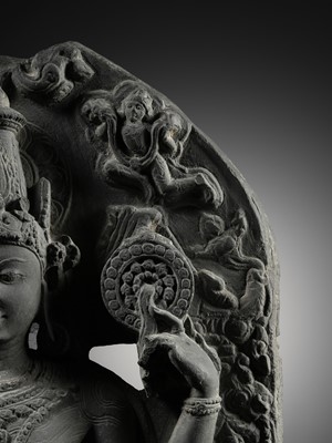 Lot 199 - A SCHIST STELE OF VISHNU, PALA PERIOD, 10TH-12TH CENTURY