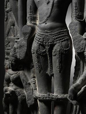 Lot 199 - A SCHIST STELE OF VISHNU, PALA PERIOD, 10TH-12TH CENTURY