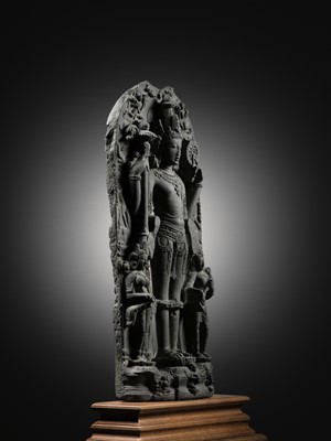 Lot 199 - A SCHIST STELE OF VISHNU, PALA PERIOD, 10TH-12TH CENTURY