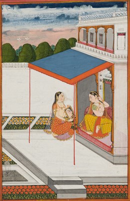 Lot 644 - AN INDIAN MINIATURE PAINTING FROM A RAGAMALA SERIES DEPICTING THE VILAVAL RAGAINI, DECCAN, HYDERABAD, 18TH CENTURY