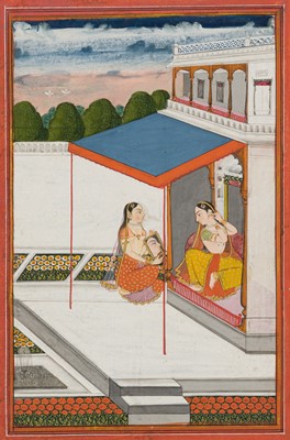 Lot 644 - AN INDIAN MINIATURE PAINTING FROM A RAGAMALA SERIES DEPICTING THE VILAVAL RAGAINI, DECCAN, HYDERABAD, 18TH CENTURY