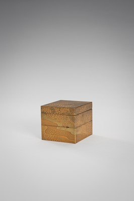 Lot 104 - A SMALL TWO-TIERED LACQUER KOGO (INCENSE BOX) AND COVER