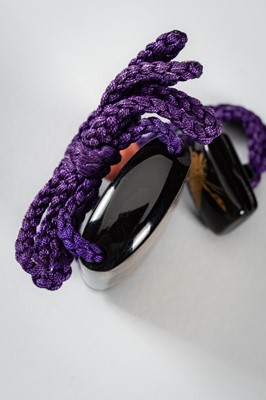 Lot 254 - KANYAMA: A MINIATURE TWO-CASE LACQUERED TORTOISE SHELL INRO