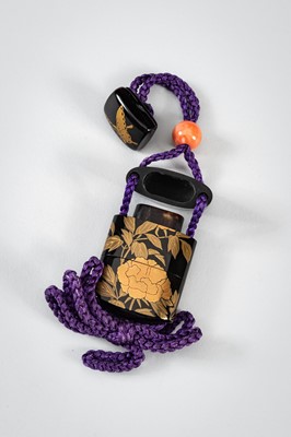 Lot 254 - KANYAMA: A MINIATURE TWO-CASE LACQUERED TORTOISE SHELL INRO