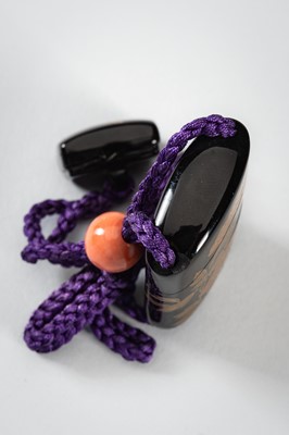 Lot 254 - KANYAMA: A MINIATURE TWO-CASE LACQUERED TORTOISE SHELL INRO