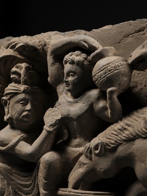 Lot 178 - A SCHIST PANEL DEPICTING THE BIRTH OF SIDDHARTHA’S HORSE KANTHAKA, ANCIENT REGION OF GANDHARA, 2ND-3RD CENTURY