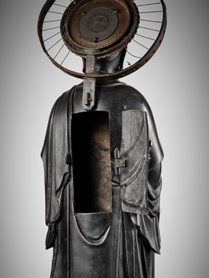 Lot 178 - A FINE AND LARGE BRONZE FIGURE OF JIZO BOSATSU, 18TH CENTURY