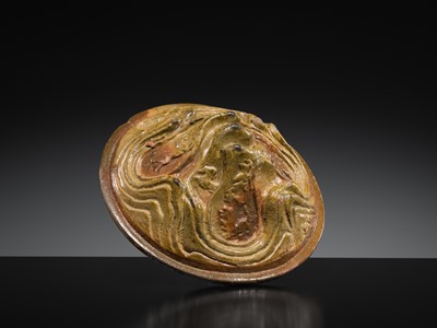 Lot 219 - A GREEN-GLAZED POTTERY ‘HILL’ TRIPOD JAR AND COVER, LIAN, HAN DYNASTY