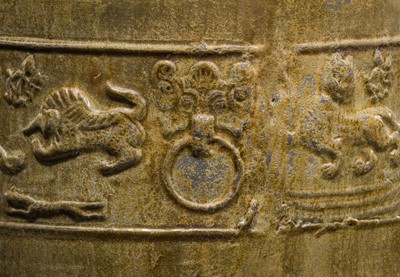 Lot 219 - A GREEN-GLAZED POTTERY ‘HILL’ TRIPOD JAR AND COVER, LIAN, HAN DYNASTY