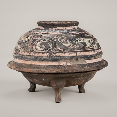 Lot 866 - A PAINTED POTTERY DOUBLE-BOILER, HSEIN, HAN DYNASTY