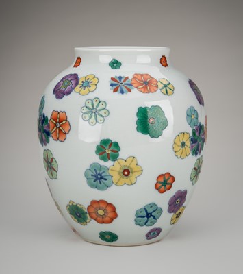 Lot 948 - A RARE DOUCAI 'FLOWER-BALL' JAR, 1900s