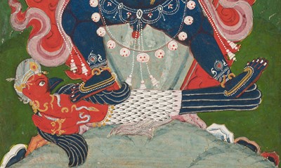 Lot 678 - AN INSCRIBED PATA DEPICTING BHAIRAVA, NEPAL, 18TH-19TH CENTURY