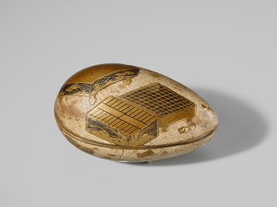 Lot 119 - A VERY RARE ‘EMU EGG’ LACQUER KOGO (INCENSE BOX) AND COVER
