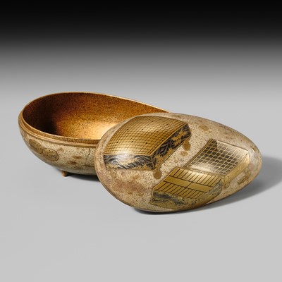 Lot 119 - A VERY RARE ‘EMU EGG’ LACQUER KOGO (INCENSE BOX) AND COVER