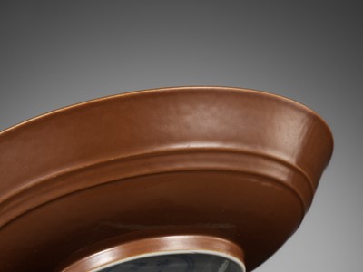Lot 155 - A CAFÉ-AU-LAIT GLAZED SHALLOW BOWL, YONGZHENG MARK AND PERIOD