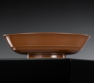 Lot 276 - A CAFÉ-AU-LAIT GLAZED SHALLOW BOWL, YONGZHENG MARK AND PERIOD