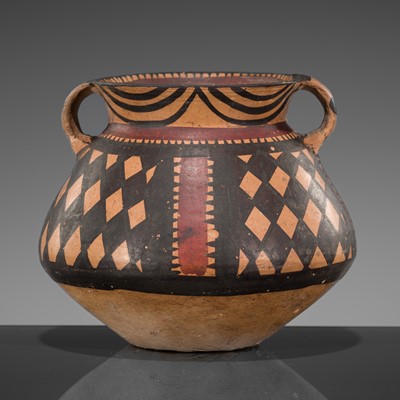 Lot 528 - A SMALL PAINTED POTTERY JAR, MAJIAYAO CULTURE