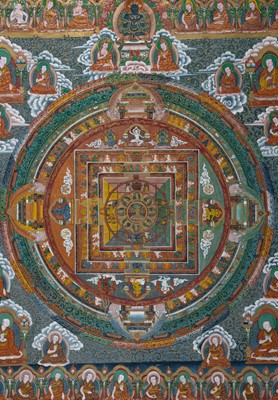 Lot 40 - A THANGKA OF AN USHNISHAVIJAYA MANDALA, TIBET, 19TH CENTURY