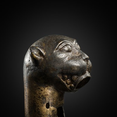 A RARE KHORASAN ‘LIONESS’ BRONZE SPOUT, 12TH-13Th CENTURY
