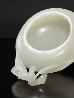 Lot 461 - A SMALL WHITE JADE WATERPOT, 18TH CENTURY