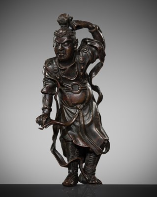 Lot 351 - A BRONZE FIGURE OF GUANDI, QING DYNASTY