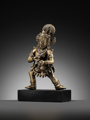 Lot 14 - A COPPER AND SILVER-INLAID BRONZE OF VAJRAPANI, TIBET, 15TH-16TH CENTURY