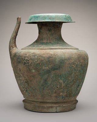 Lot 1027 - A VERY LARGE BRONZE RITUAL EWER, ANGKOR PERIOD, 12th CENTURY