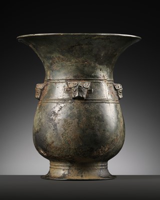 Lot 358 - A BRONZE RITUAL WINE VESSEL, ZUN, WESTERN ZHOU DYNASTY, 10TH-9TH CENTURY BC