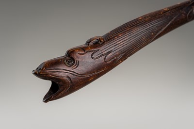 Lot 1184 - A RARE WOOD KISERUZUTSU OF A WATER DRAGON