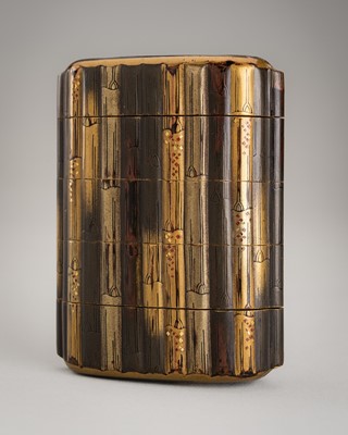 Lot 245 - A FINE LACQUERED ‘BAMBOO’ FOUR-CASE INRO