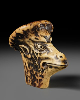 Lot 317 - A SUPERB ANTLER NETSUKE OF A KAPPA HEAD