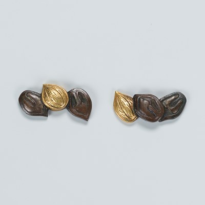 Lot 1668 - A PAIR OF MENUKI DEPICTING WALNUTS