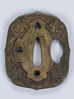 Lot 1897 - A SET OF SWORD FITTINGS WITH TWO TSUBA, A PAIR OF MENUKI, TWO FUCHI, AND TWO KASHIRA