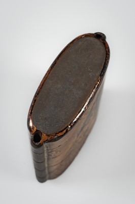 Lot 244 - A FOUR-CASE LACQUER INRO DEPICTING TWO SAMURAI