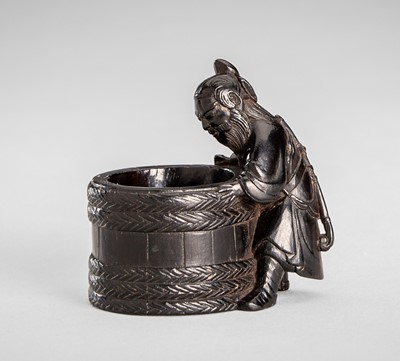 Lot 1644 - KAZUTOMO: A FINE EBONY WOOD NETSUKE OF SHOKI