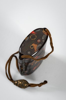 Lot 1417 - A FINE FOUR-CASE WAKASA-NURI LACQUER INRO