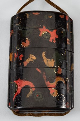 Lot 1417 - A FINE FOUR-CASE WAKASA-NURI LACQUER INRO