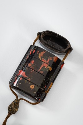 Lot 1417 - A FINE FOUR-CASE WAKASA-NURI LACQUER INRO