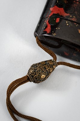 Lot 1417 - A FINE FOUR-CASE WAKASA-NURI LACQUER INRO